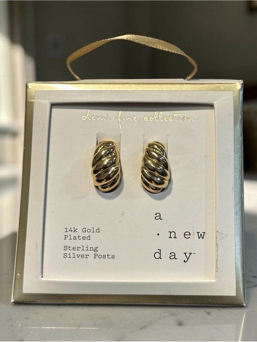 a new day Demi Fine Collection Gold Twisted Huggie Earrings
